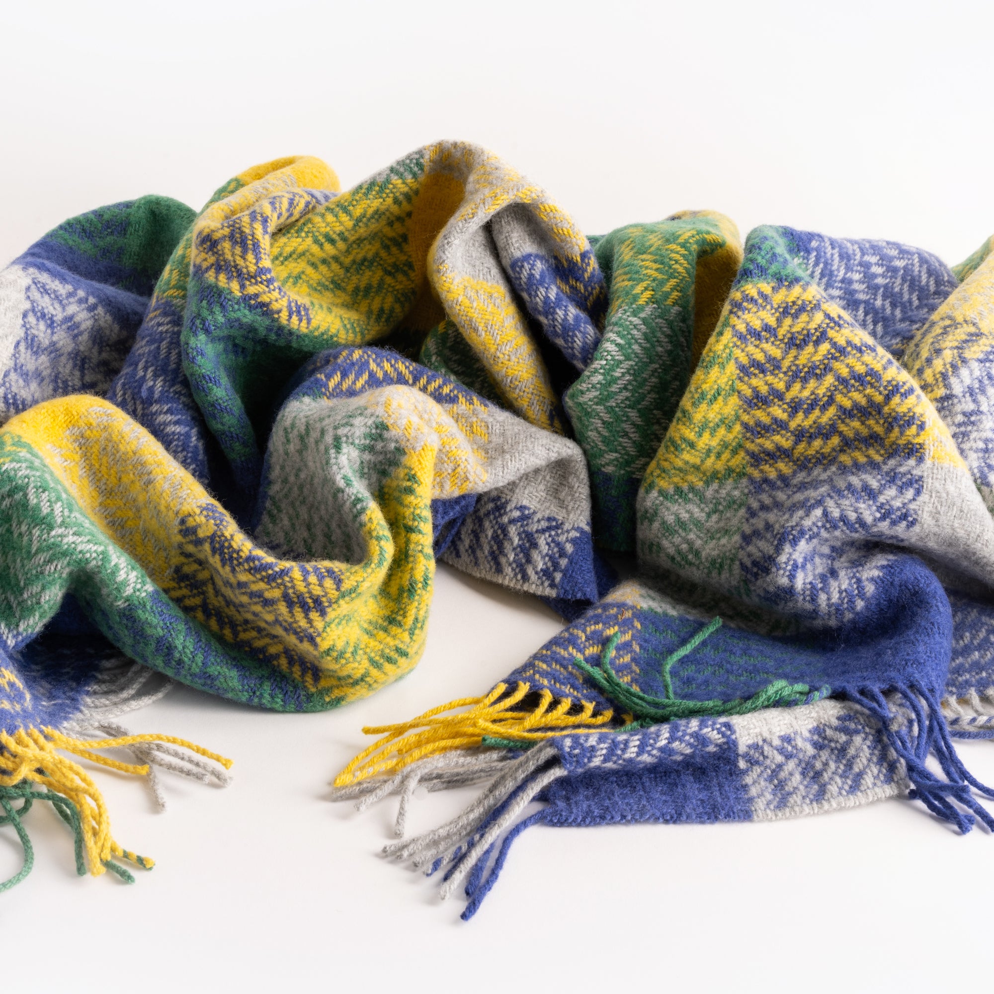 Colour Block Throw in Blue and Yellow