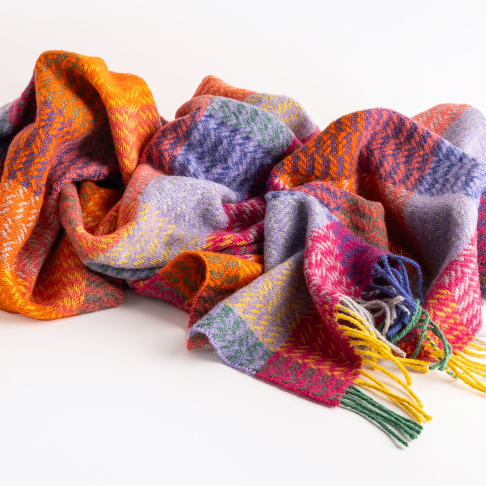 Colour Block Throw in Berry and Orange