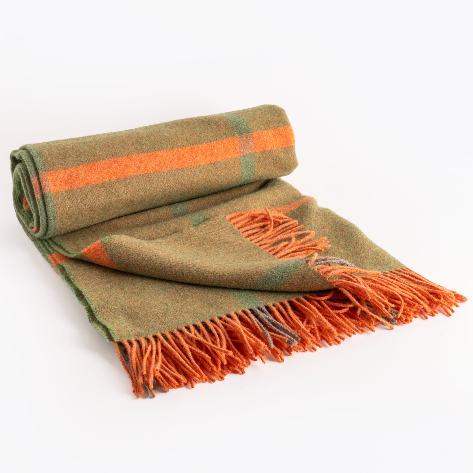 Orange Check Merino Lambswool throw