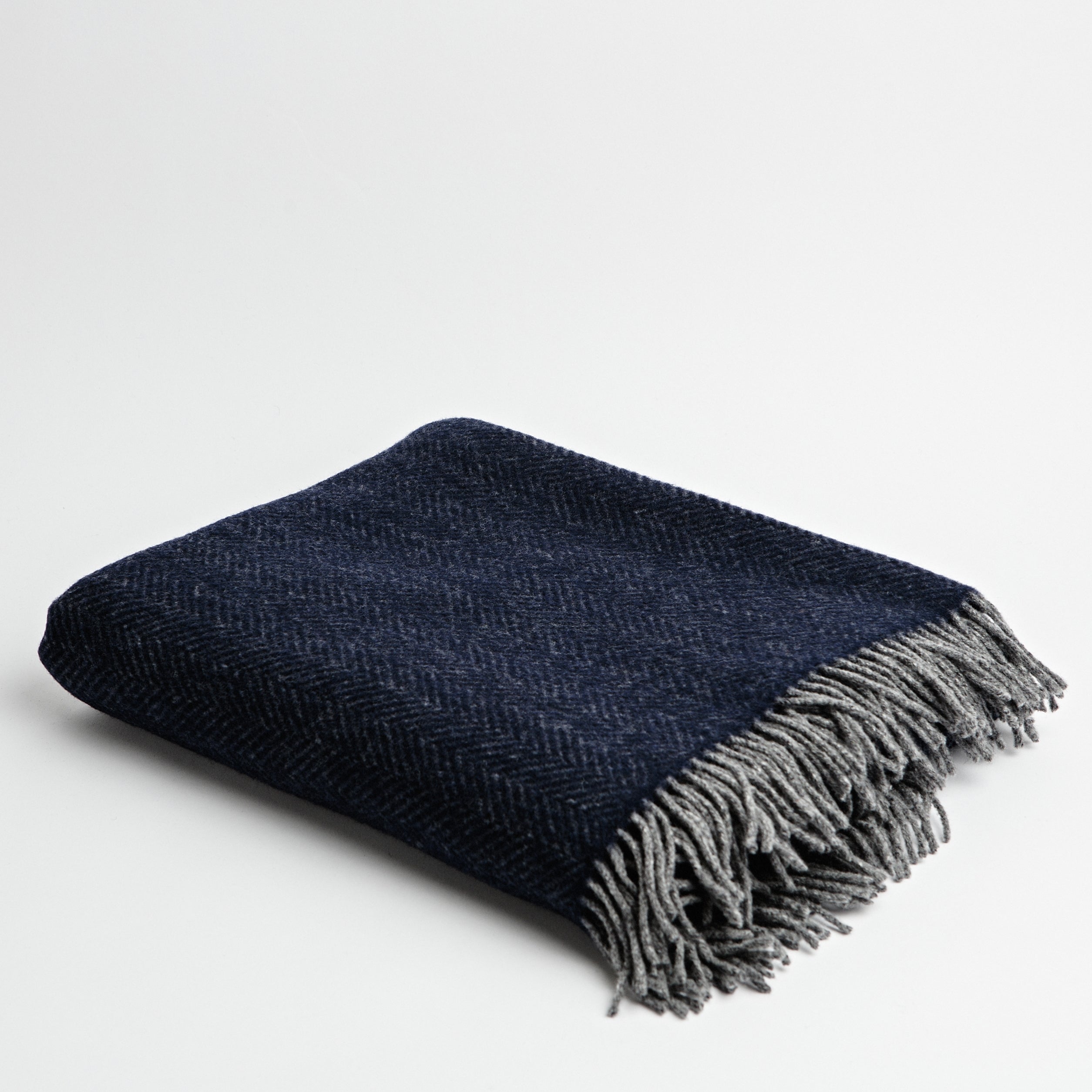 Navy Herringbone Throw