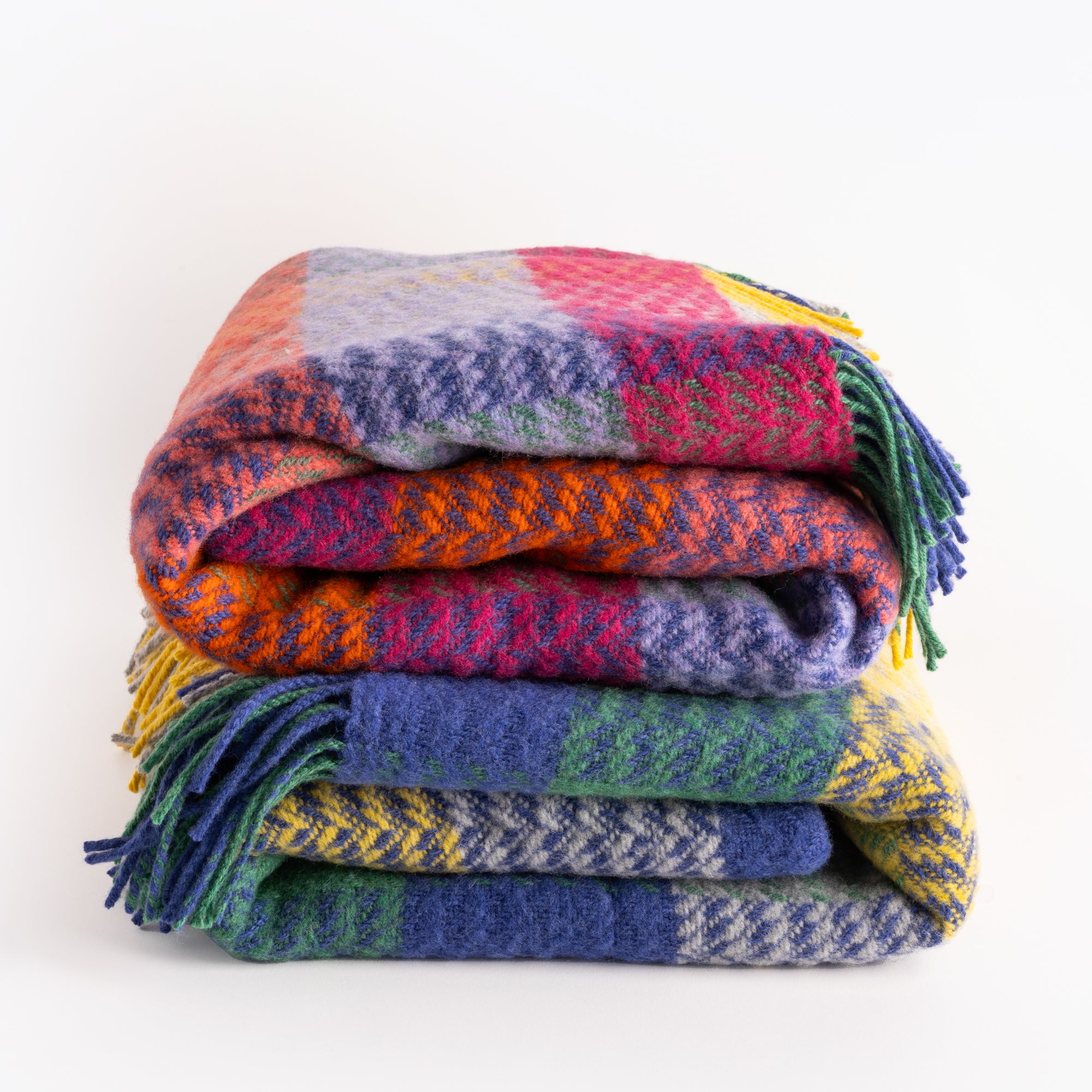 Colour Block Throw in Berry and Orange