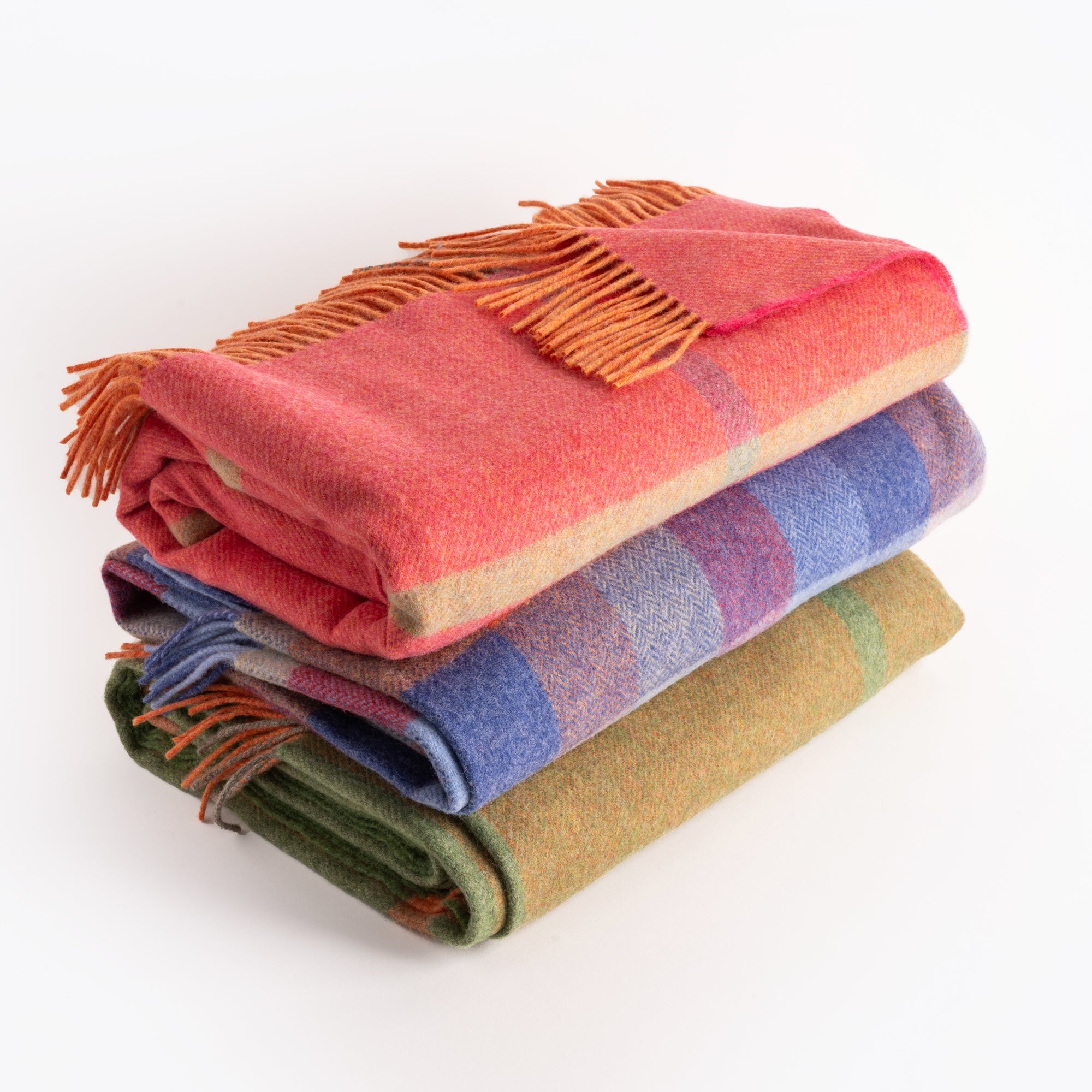 Pink Check Lambswool throw