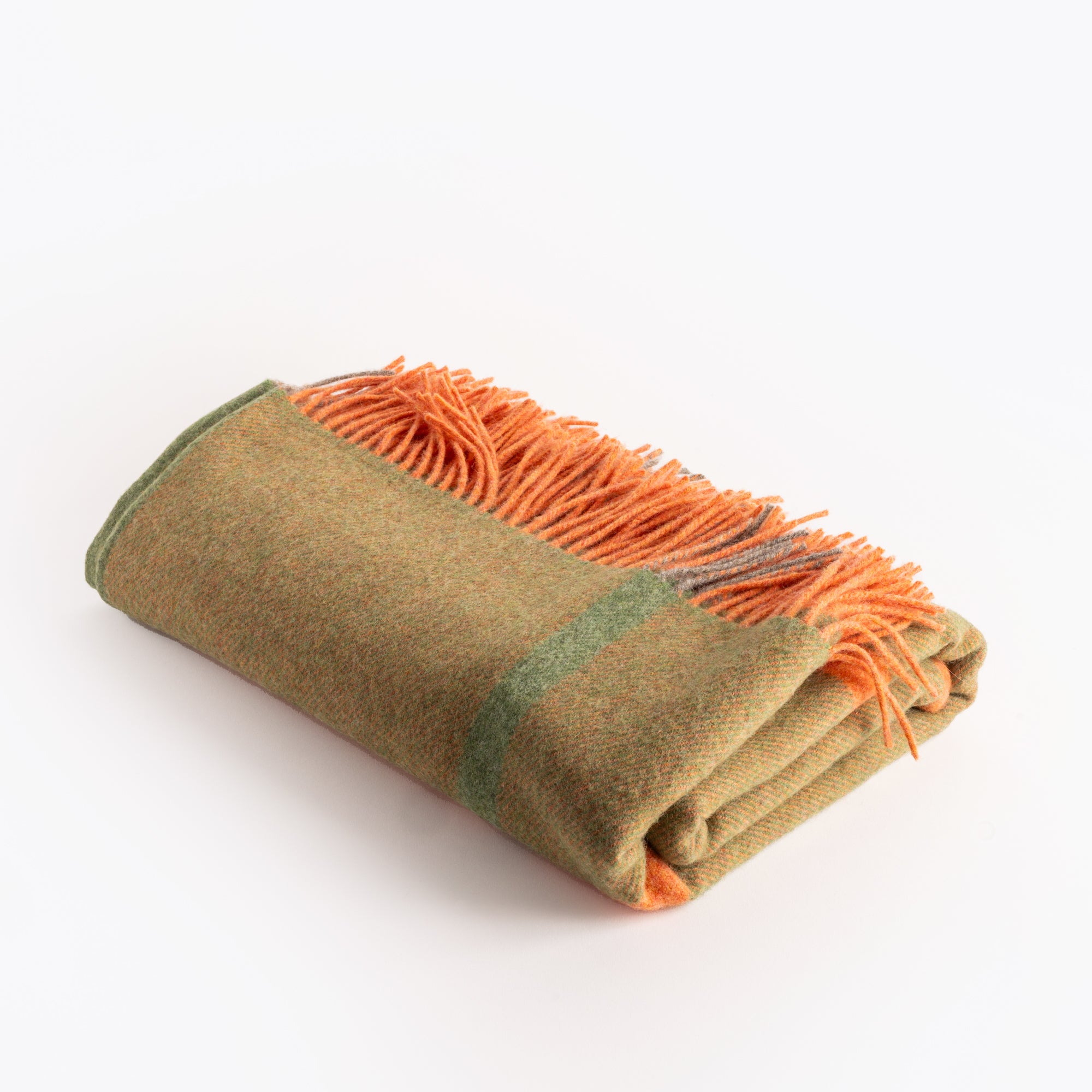 Orange Check Merino Lambswool throw