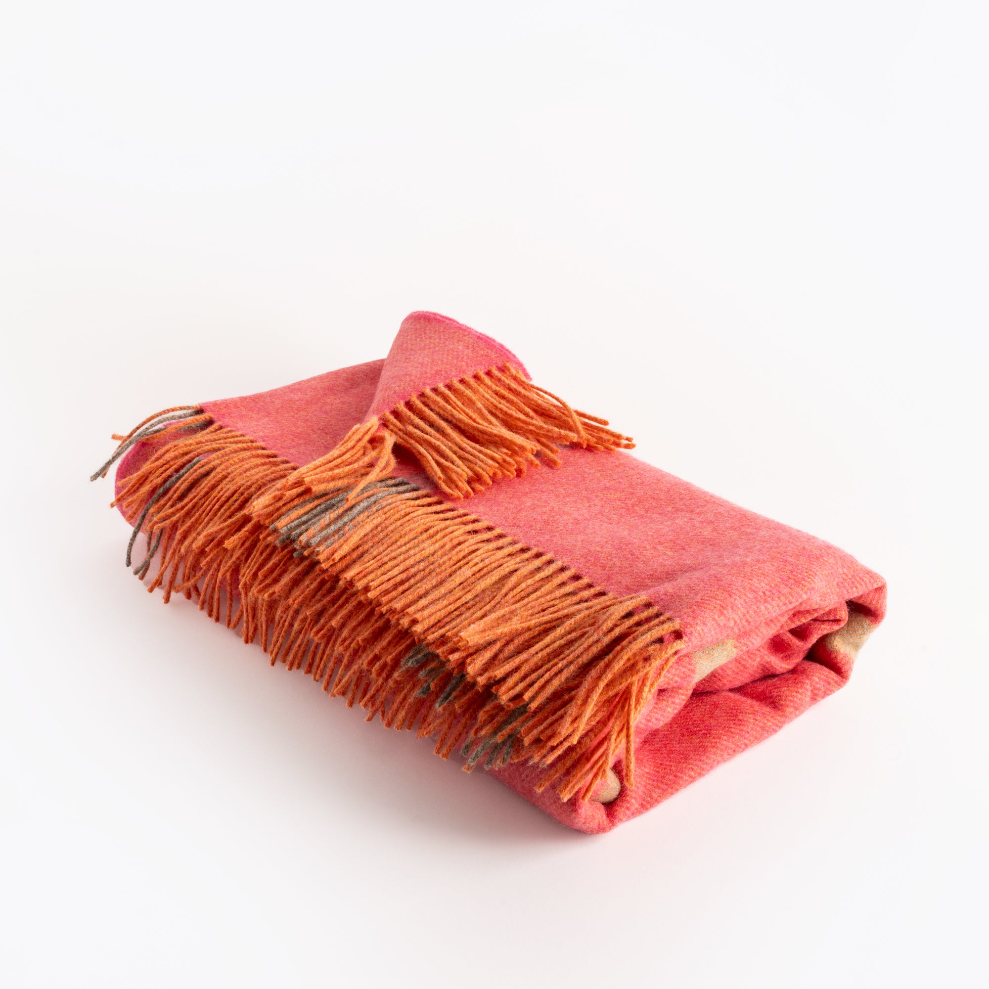 Pink Check Lambswool throw