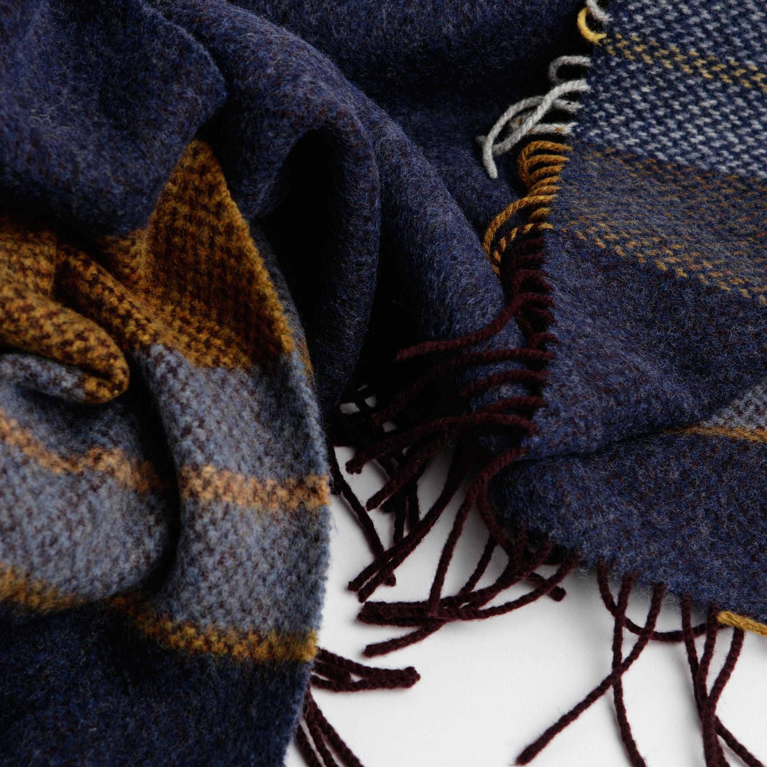 Navy Mustard Checkered Throw