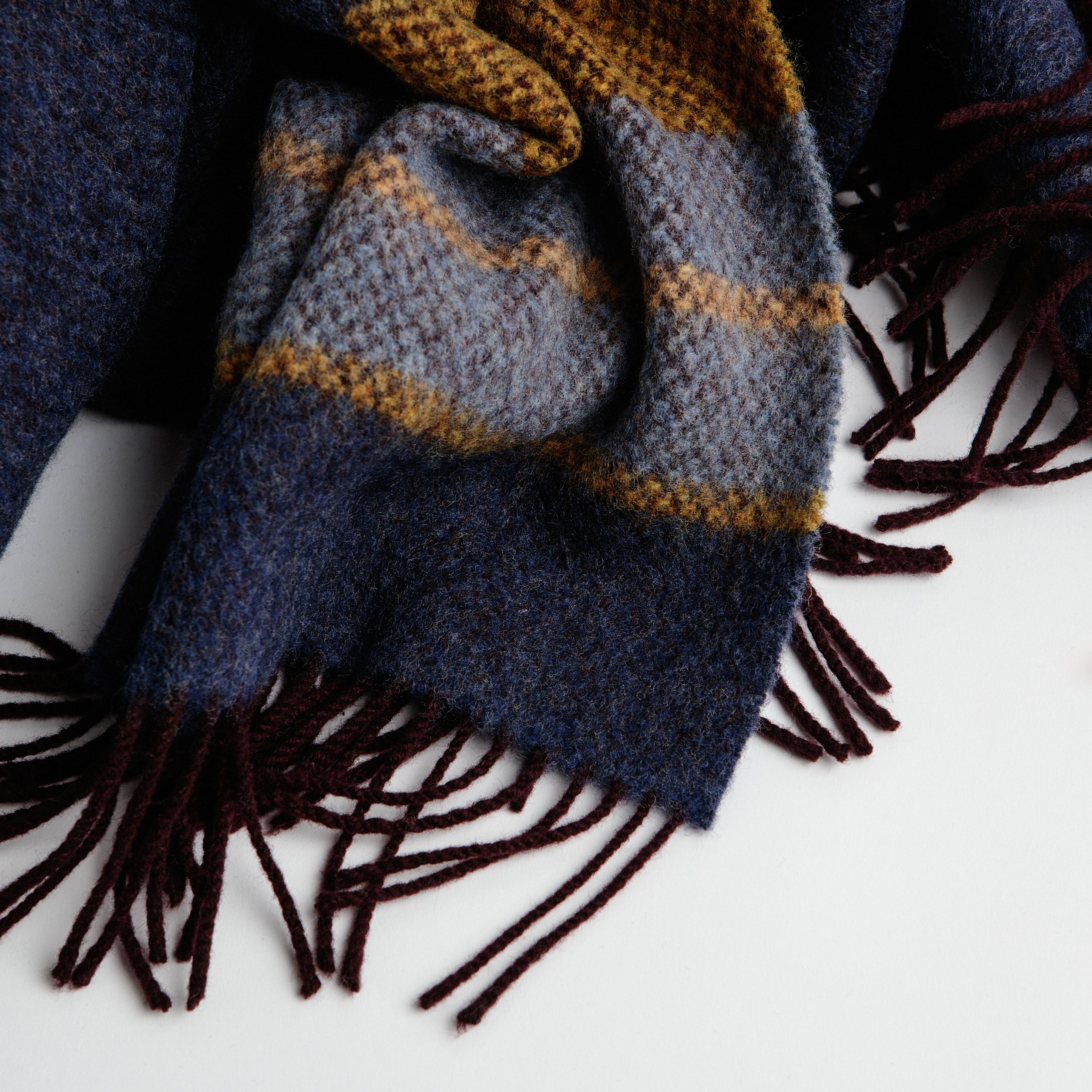Navy Mustard Checkered Throw